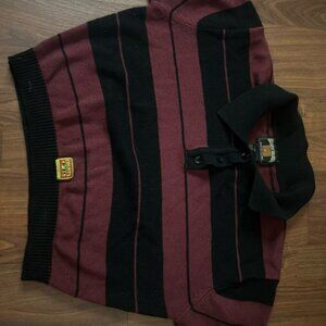 Girls cropped black and burgundy shirt